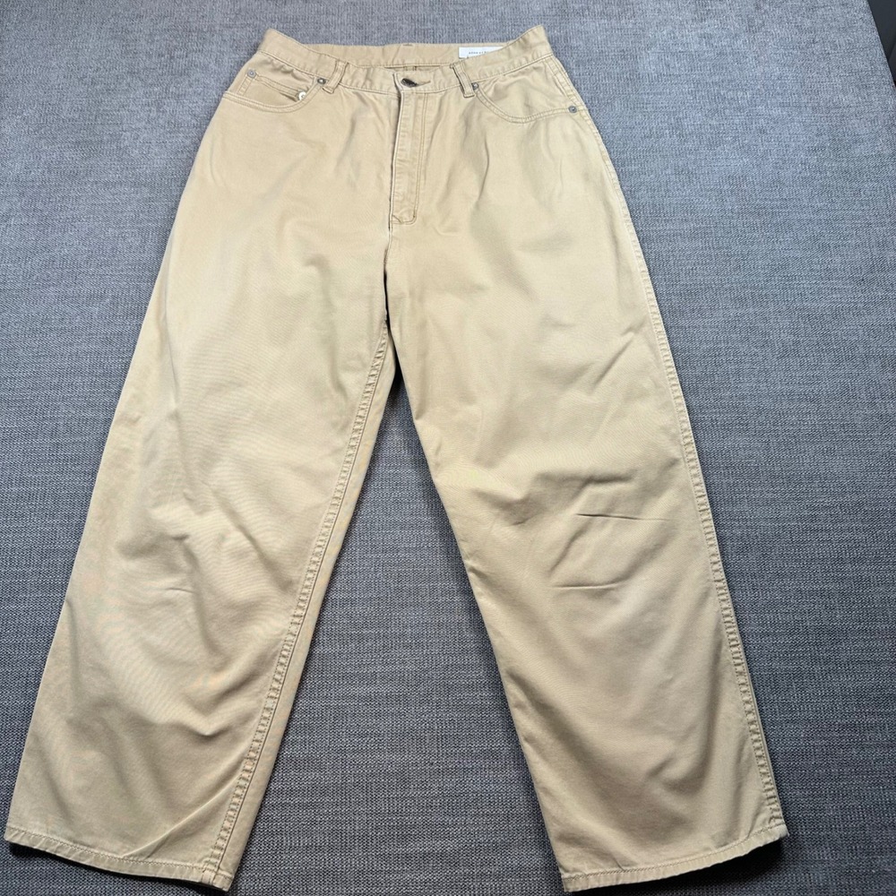 Adam Et Rope Wide Leg Pants Women 38 Tan  Khaki  Cotton Twill Trousers